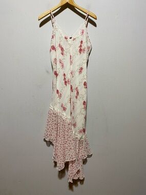 California Dynasty Vintage Floral Nightgown Slip Dress Hi-Lo Med Cottage Boho